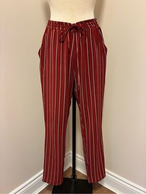 Only Red Vertical Stripe Straight-Leg Pants